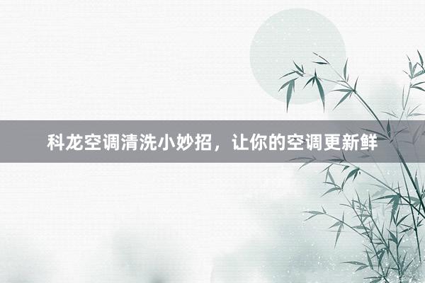 科龙空调清洗小妙招，让你的空调更新鲜