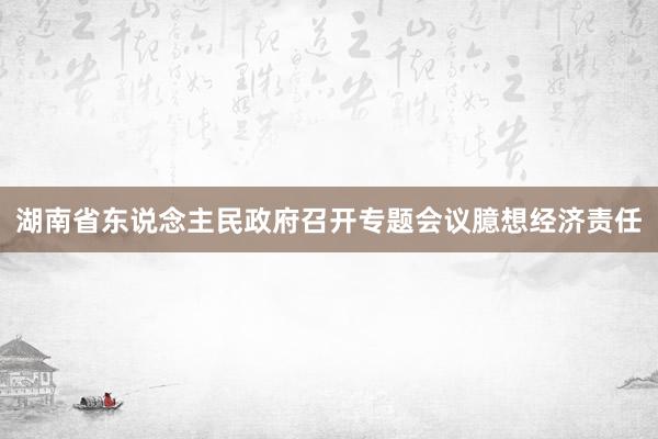 湖南省东说念主民政府召开专题会议臆想经济责任